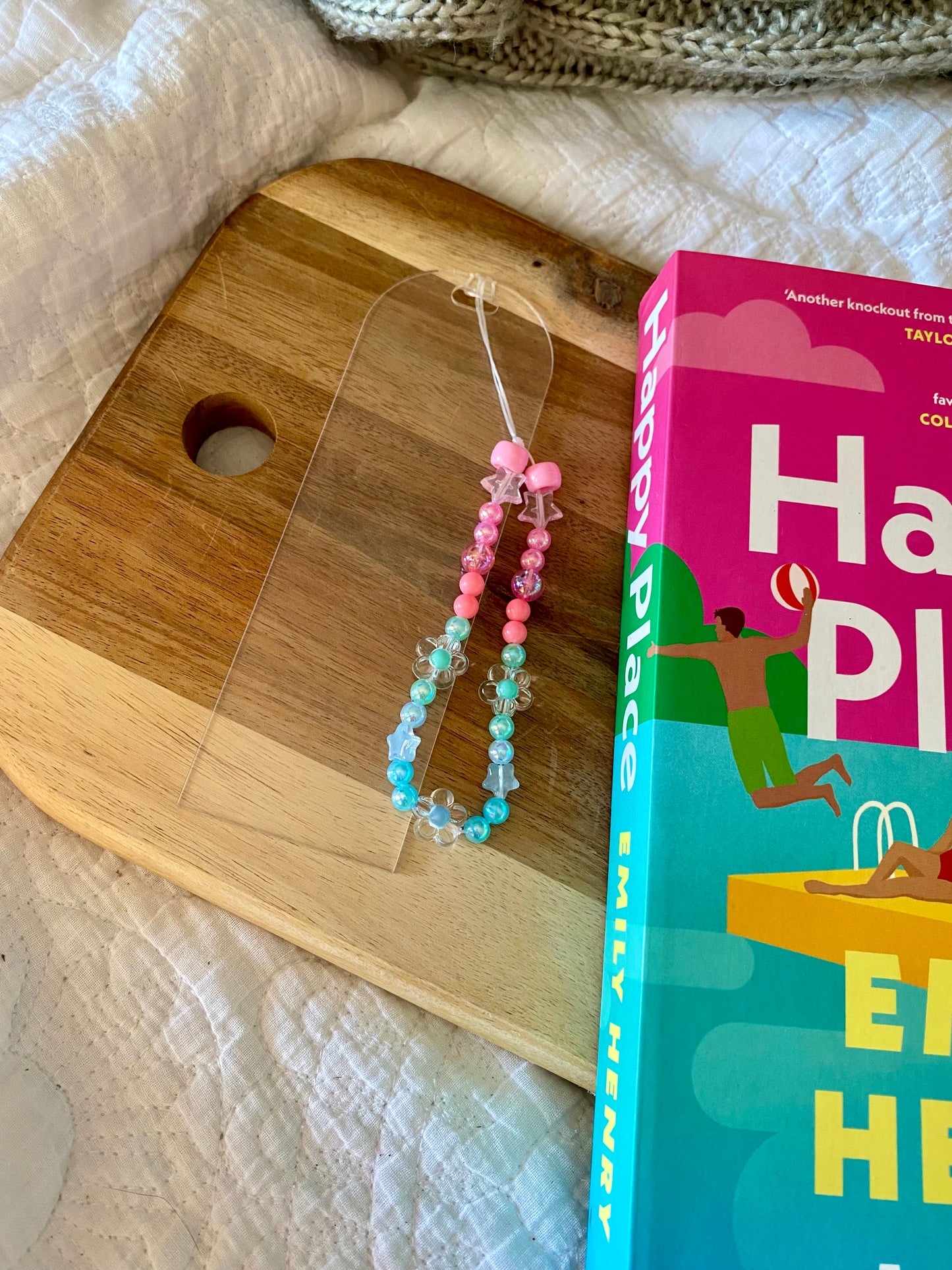 "Happy Place" inspired beaded bookmark charm