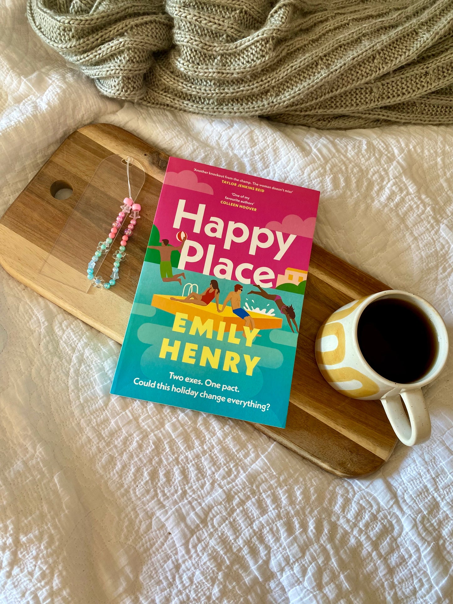 "Happy Place" inspired beaded bookmark charm